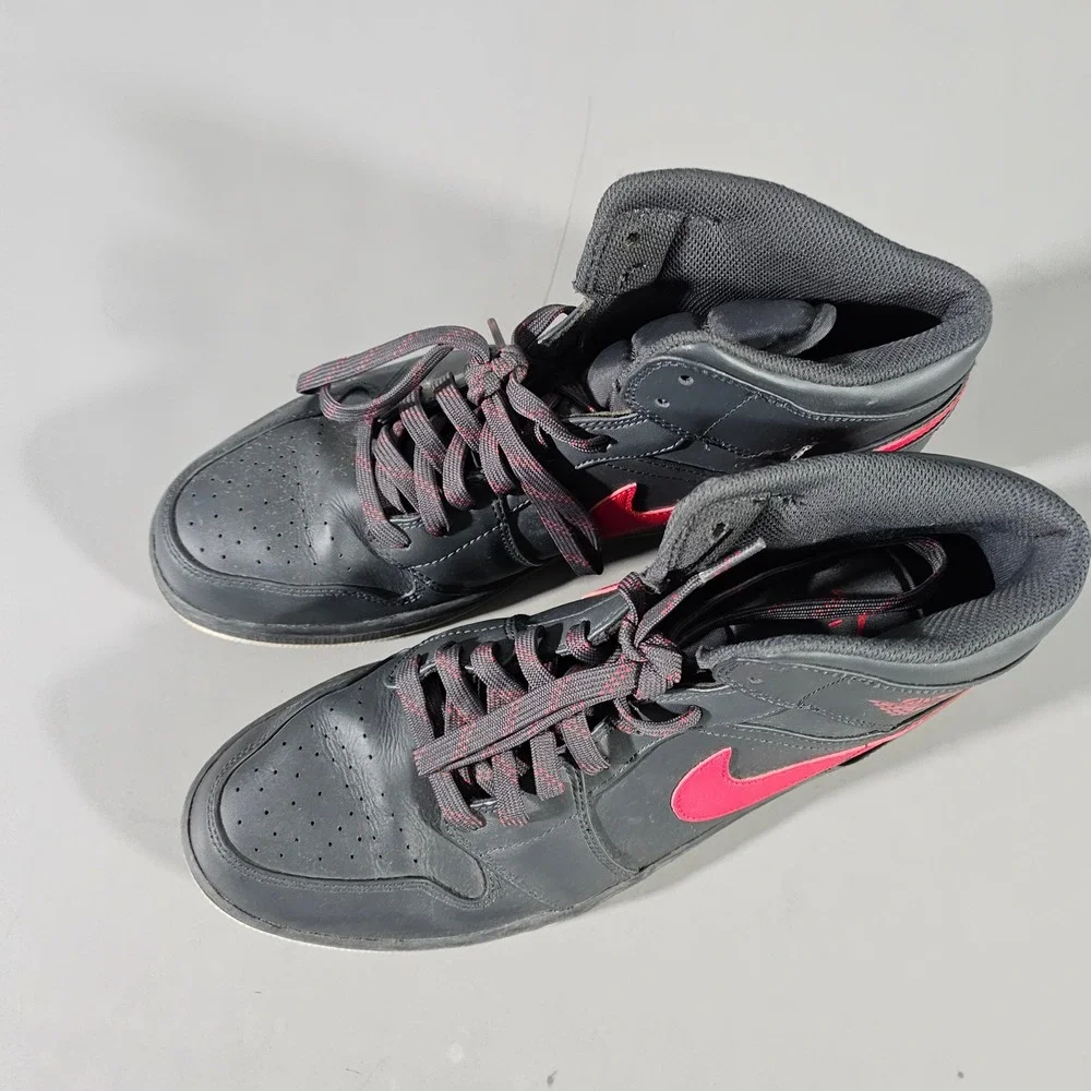 Nike Air Jordan 1 Mid Mens 12 Black Gym Red 554724-045 Basketball Shoes